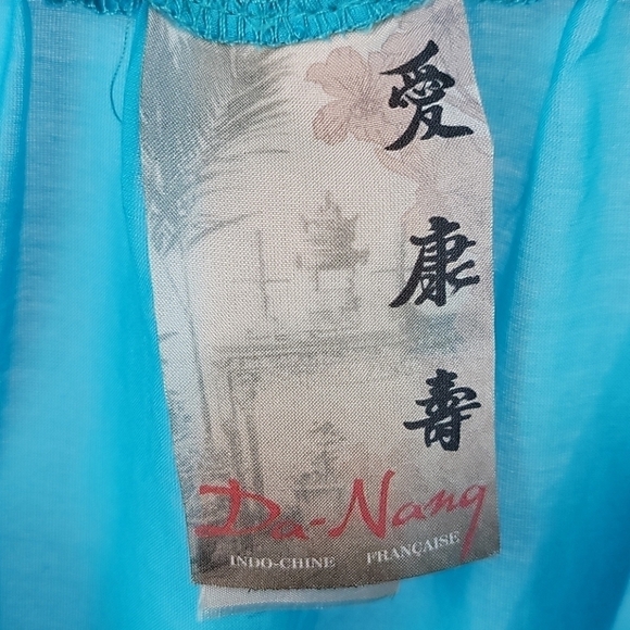NWT Da Nang sleeveless embroidered blue tank top M - Picture 10 of 14
